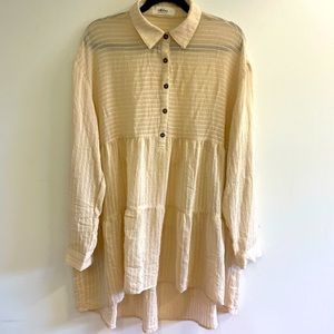 Long Sleeve Button Chiffon Flannel Dress